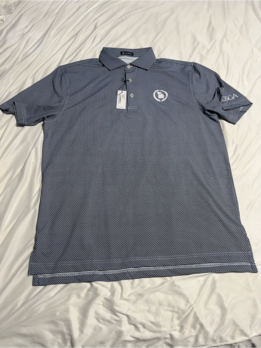 Performance Navy Micro-Pattern Golf Polo